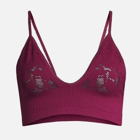 NWT Free People Feels Right Seamless Bralette in Pomegranate Wine - Picture 4 of 8